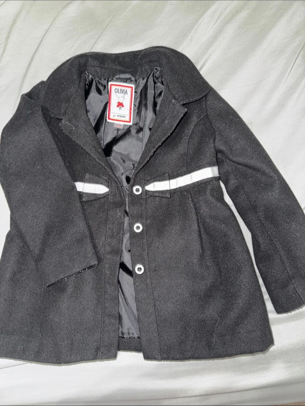 Gymboree Black Pea Coat with White Trim